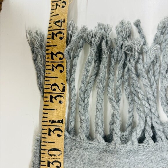 LOVE & LORE Variegated Stripe Wrap Poncho Soft Grey Heather O/S - Picture 8 of 9